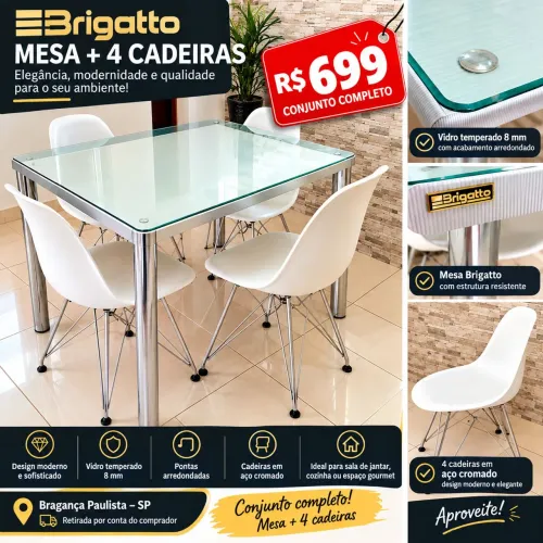 MESA BRIGATTO+ 4 CADEIRAS