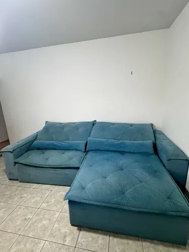 Sofá Retrátil Azul, 3 metros de largura muito confortável.