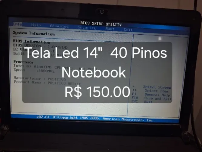 Tela Led 14'' Notebook - 40 Pinos - Garantia.