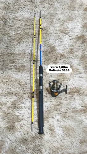 Vara de pesca 1,80m e molinete 3000