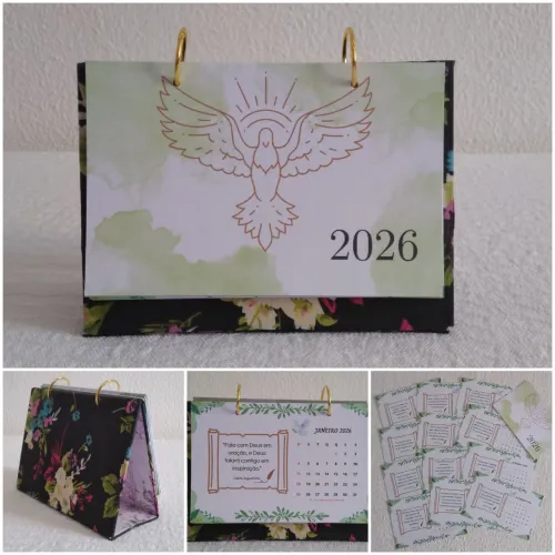 Calendário artesanal premium Argolado Reutilizável - Base permanente