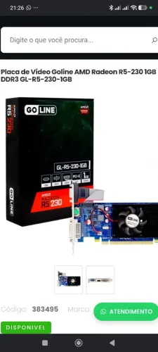 Placa de Vídeo 1GB Afox R5-230 DDR3 AFR5230-1024D3L9V2