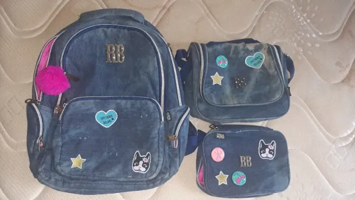 Kit Mochila + Lancheira + Estojo Rebecca Bonbon Jeans