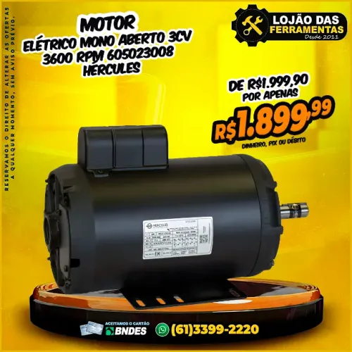 Motor Mono Aberto 3CV 3600 Rpm 605023008 Hércules