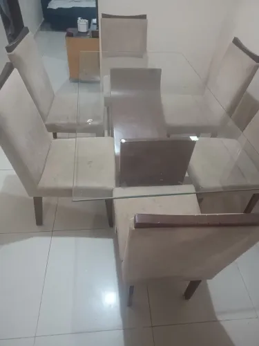 Mesa 6 lugares tampão de vidro 