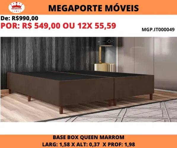Base Box Queen Veludo Bipartida