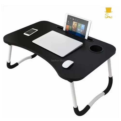 Mesa Dobrável Portátil para Notebook, com Suporte para Tablet Ideal para Cama