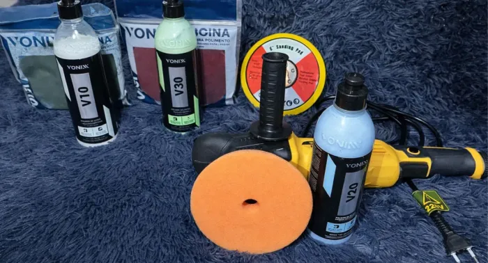 Máquina politriz para estética automotiva com boinas e polidores vonixx 