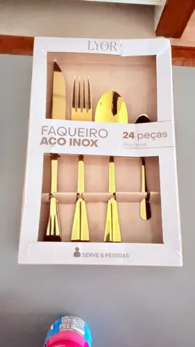 Faqueiro Lyor Positano dourado 24 peças - novo, sem uso
