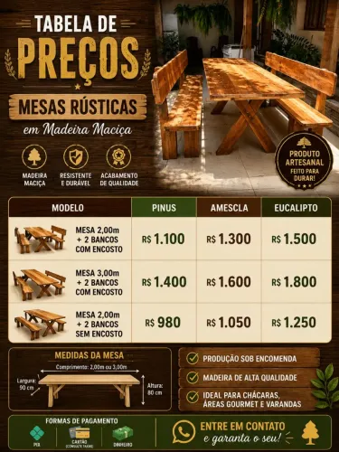 Mesas de madeira rustica