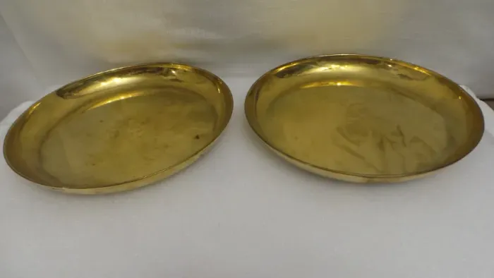 PRATOS EM LATÃO DOURADO 25 CM DIÂMETRO PARA BALANÇAS ANTIGAS