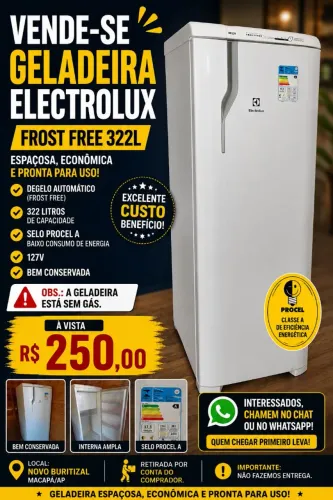 Geladeira Electrolux Frost Free 322L.