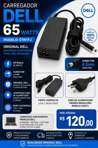 CARREGADOR DELL ORIGINAL 65W - MODELO 01N1FJ