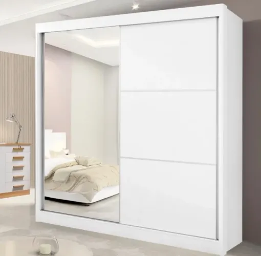 Guarda-Roupa Platinum Duo 2 Portas de Correr Branco com Espelho
