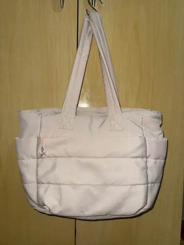 bolsa tote puffer bege 
