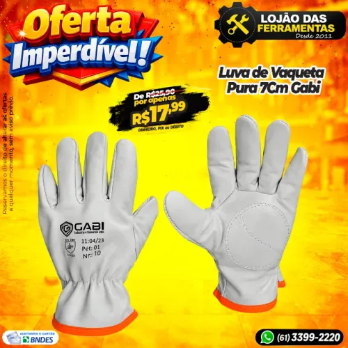 Luva de Vaqueta Pura 7Cm Gabi