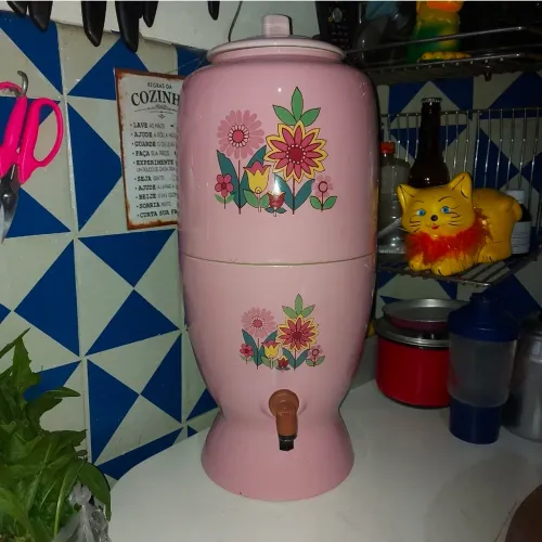 Filtro de Porcelana Pozzani Vintage 1972 - Cor Rosa com Floral