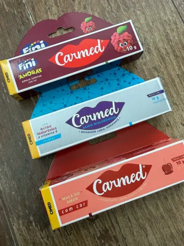 Kit Trio Carmed Hidratante Labial - Fini Amoras + Ácido Hialurônico + Maçã do Amor