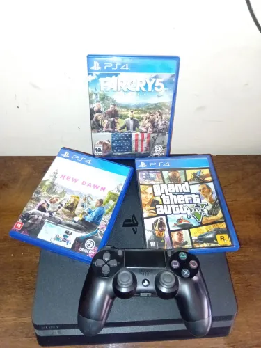 PS4 SLIM 1TB COM 1 CONTROLE E COM 10 JOGOS.TUDO ORIGINAL E COM JOGOS NUNCA USADOS.