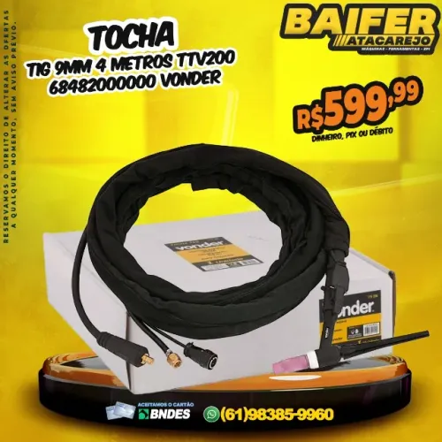 Tocha TIG 9mm 4 Metros TTV200  * Vonder