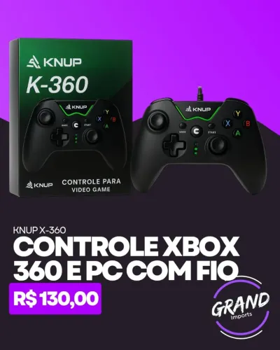 Controle Xbox 360 e Pc com fio