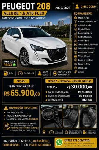 Peugeot 208 Allure 1.6 Flex 16V 5P Aut. 2023