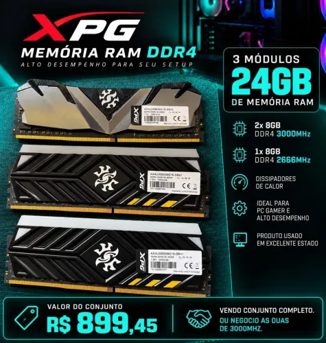 Memoria RAM DDR4  2X 8GB 3000mhz 1X 8GB 2666mhz