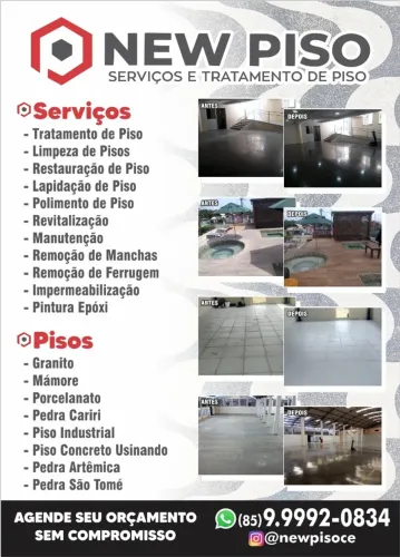 Limpeza de Piso, Pedra Cariri e Polimento de Piso em Geral.