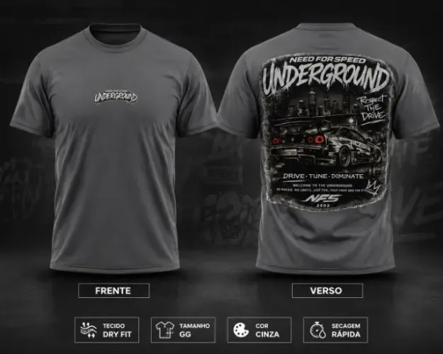 CAMISETA NEED FOR SPEED UNDERGROUND - DRY FIT