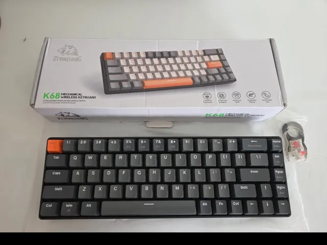 Teclado Mecânico Ziyoulang K68, 60%, Sem Fio