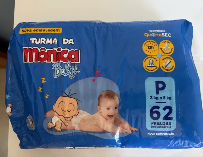 Fraldas Turma da Mônica Tamanho P - 186 Unidades