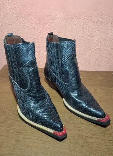Bota botina masculina texana country de couro