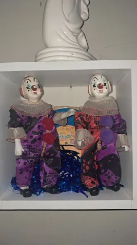 Palhaços de porcelana 25 cm 1975 feitos no Brasil em perfeito estado