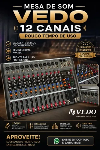 Mesa de som 12 canais vedo