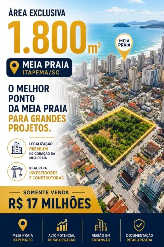 ÁREA À VENDA EM MEIA PRAIA ITAPEMA/SC | 1.800m²
