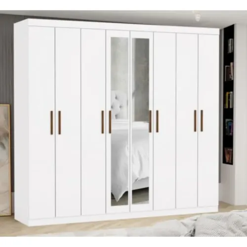 GUARDA ROUPAS CASAL RUBI 8 PORTAS BRANCO NOVO