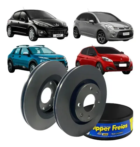 Par ( 02 ) Disco Freio Ventilado Citroen C3 C4 Xsara Peugeot 207