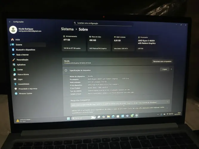 NOTEBOOK ASUS VIVOBOOK Ryzen 5 ? SSD 500GB ? 8GB RAM ? Ideal para Jogos e Edição
