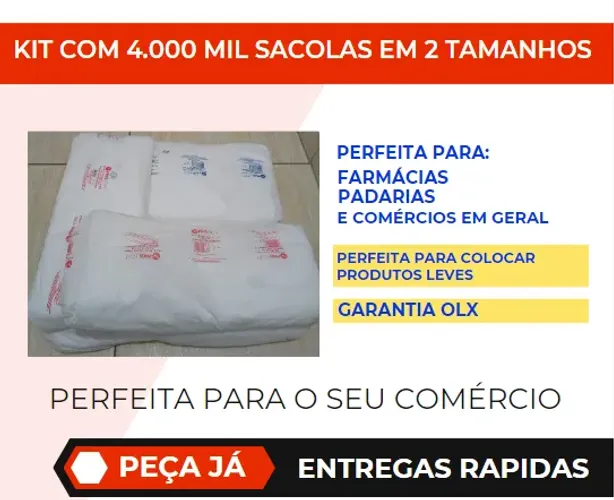 SACOLAS FINAS - KIT COM 4000 MIL SACOLAS