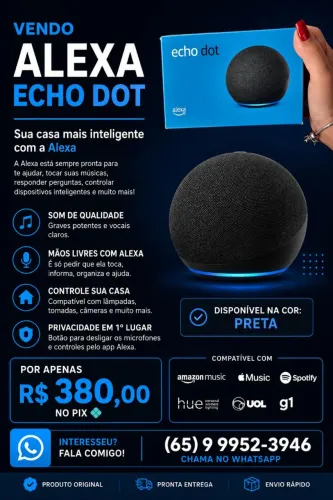 ? Alexa Echo Dot 5ª Geração Original - Funcionando 100% ?