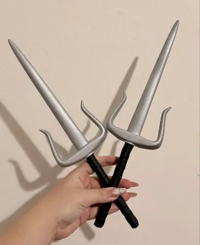 Par de Adagas Sai Impressão 3D Cosplay Fantasia Decoração 