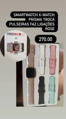 Smartwatch X-Watch Prisma Rose com kit de pulseiras.