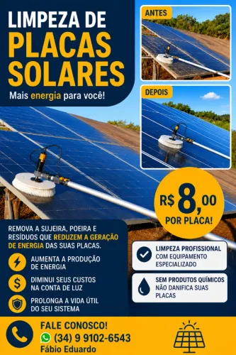 LIMPEZA DE PLACA SOLAR - PATOS DE MINAS E REGIÃO