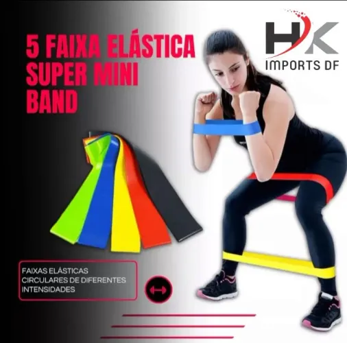 KIT MINI BAND 5 FAIXAS EXERCÍCIOS E FISIOTERAPIA