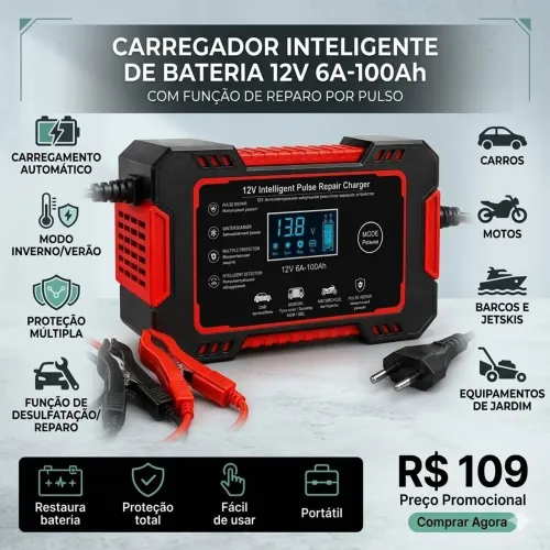 Carregador Inteligente Para Bateria De Carro E Moto (Original e Lacrado)