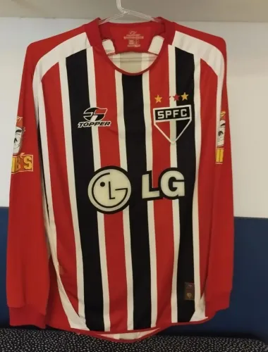 Camisa São Paulo SPFC Topper 2005 Listrada Manga Longa