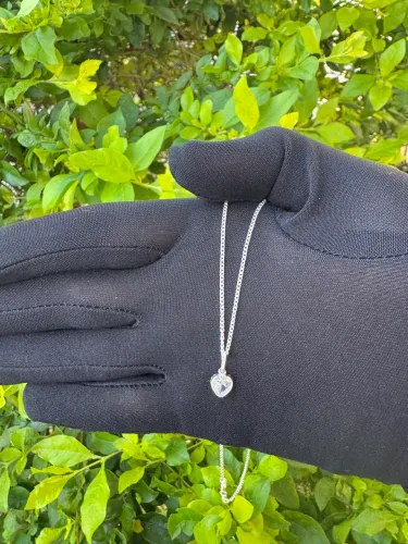 COLAR CORAÇÃO PONTO DE LUZ FEMININO EM PRATA 925
