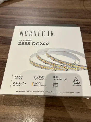 Led nordecor 2835 DC24V 3000K Branco Quente/Amarelo