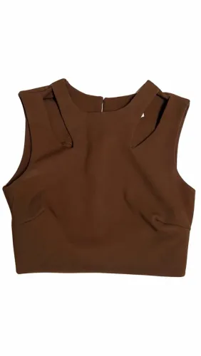 Título: Cropped Marrom Lezalis - Tamanho 36 | Usado Uma Vez