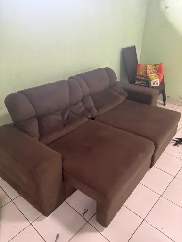 Sofá suede retrátil 4 lugares